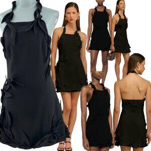 🆕 CULT GAIA 🧿 NWOT Elliana Calla Lily Floral Appliqué Mini, Black - Sz 2